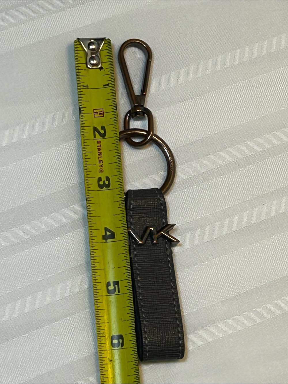 Michael Kors Saffiano Leather Keychain MK Logo Brass Hardware Accessory